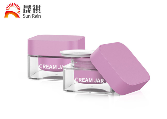Double Walled Empty Transparent Acrylic Square Face Cream Jar 50g