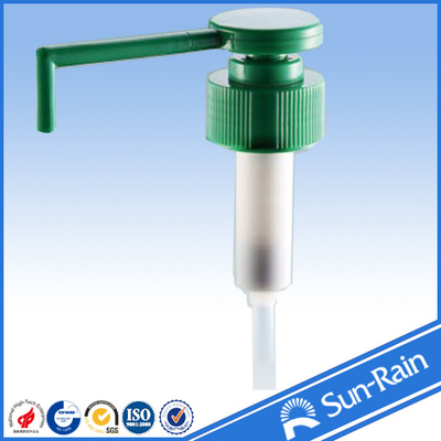 Long nozzle green plastic closure 28 lotion pump dispenser from China yuyao