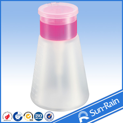 Cylindrical Plastic Lotion bottle with nail varnish remover pump