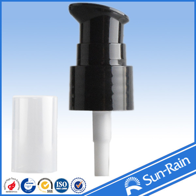 Black Plastic Cosmetic Lotion Bottle Pump / Treatment Pump with overcap
