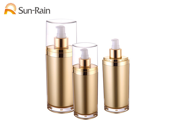 China Decorative Flat Lotion Bottle Acrylic Gold Body With 50ml 60ml 120ml Capacity supplier