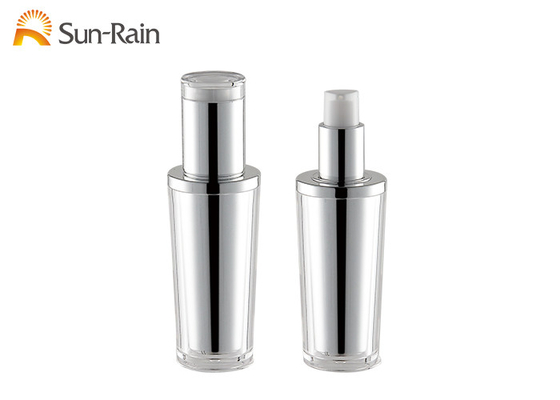 China Ms Acrylic Small Lotion Bottles 30ml , Decorative Silver Empty Cosmetic Bottles supplier