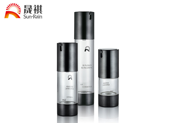 China Round AS Black Cosmetic Bottle Packaging For Skin Care Cream , 15ml 30ml 50ml supplier