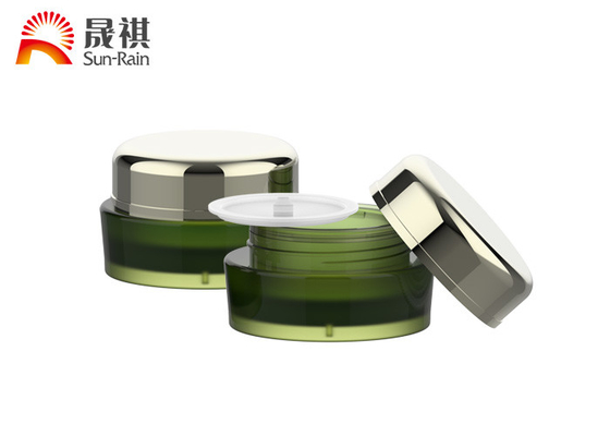 China Green PMMA 15g 30g 50g Double Wall Plastic Jars Round Cosmetic Jar SR-2302 supplier