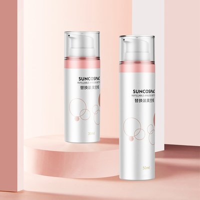 30ml 50ml Pump PET Packaging Cosmetic Replaceable Refillable PET Double Wall Face Cream Bottle