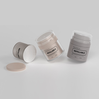 Free Sample 50ml Refillable Airless Pump Bottle For Foundation Serum Lotion
