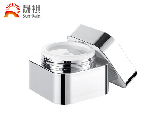 Luxury Square Cosmetic Cream Jars , 50g Acrylic Cosmetic Containers For Packaging