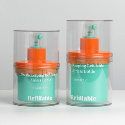 Refillable Fresh-Keeping 30ml 50ml Airless Pump Bottle for Cosmetic Cream with Hot Stamping and Customized Color