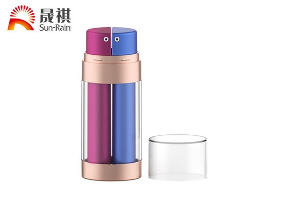 Dual oval airless bottle petg double squeeze cosmetic packaging