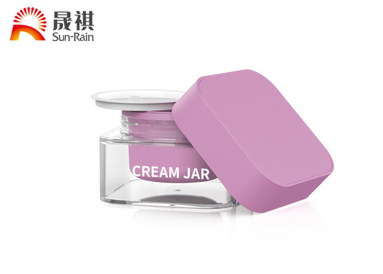 Double Walled Empty Transparent Acrylic Square Face Cream Jar 50g